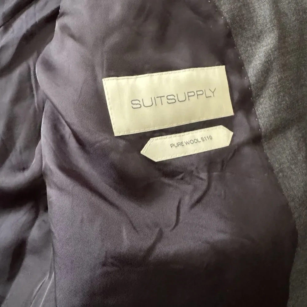 SuitSupply Mens 44 Perennial Vitale Barberis Canonico Gray 110s Wool Slim READ